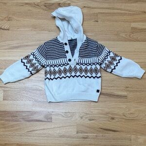 Janie and Jack Cream and Navy Hooded Sweater